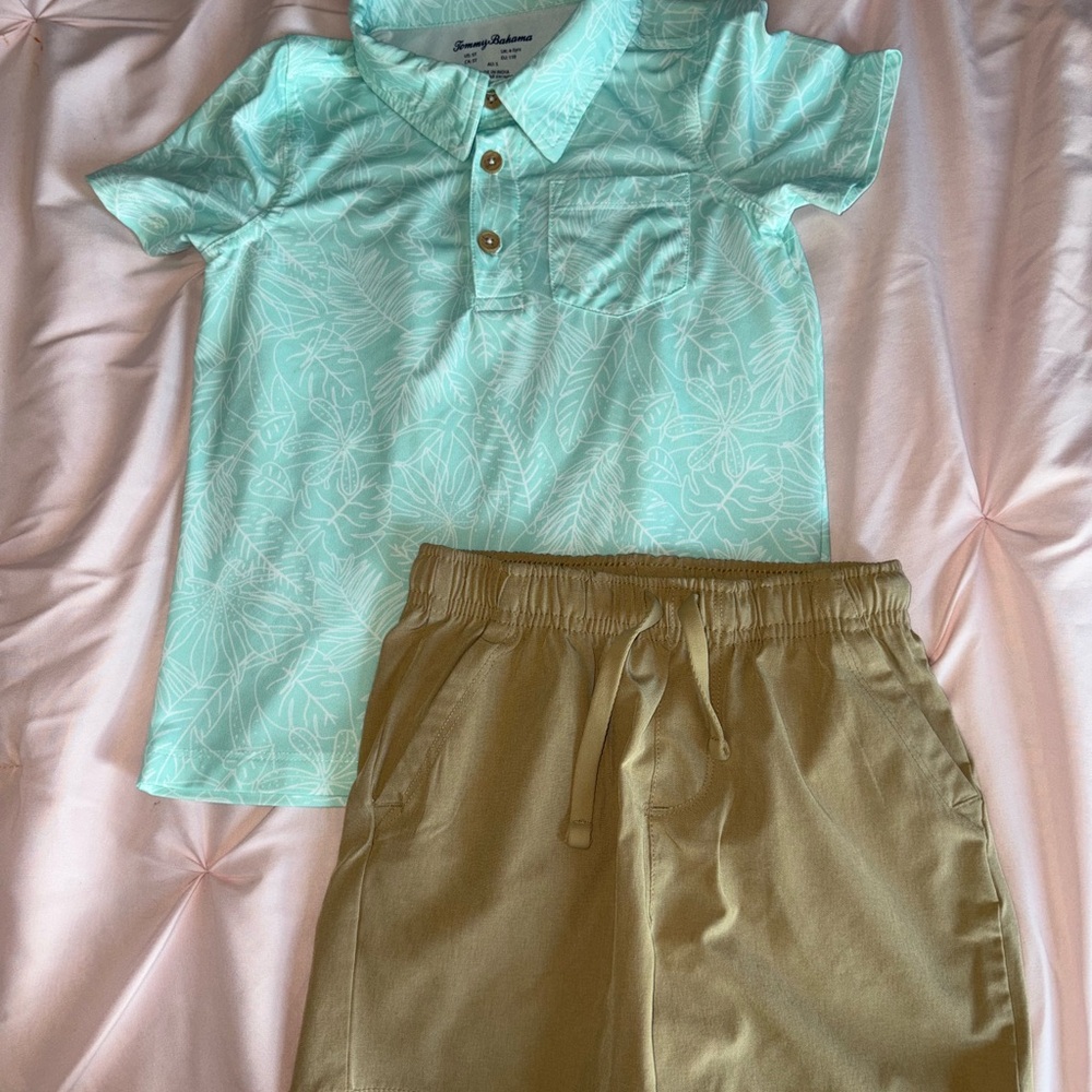 Tommy Bahama Light Green Polo with Leaf Design